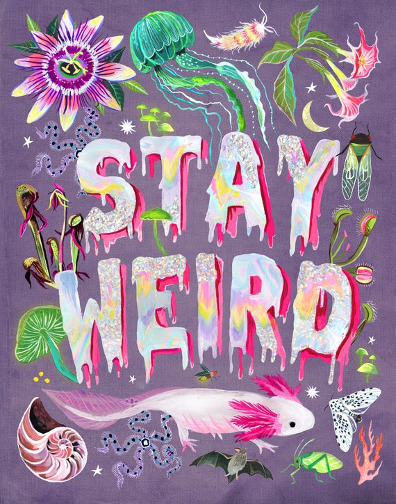 Stay Weird Art Print | Illustrated Lettering | Watercolor and Acrylic | Katie Daisy | 8x10 | 11x14