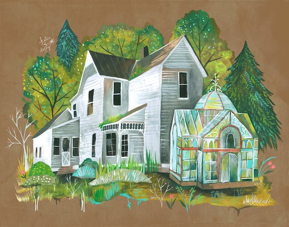 Overgrown Art Print | Rustic Wall Art | Farmhouse Painting | Katie Daisy | 8x10 | 11x14