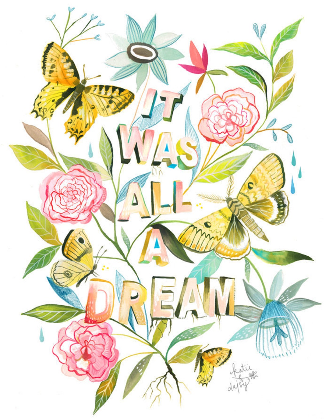 Dream State | Wildflower Art Print | Floral Wall Art | Katie Daisy ...