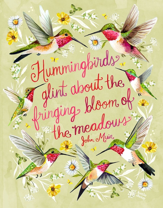 Hummingbirds | Wall Art | Nature Print | Katie Daisy Art | 8x10 | 11x14