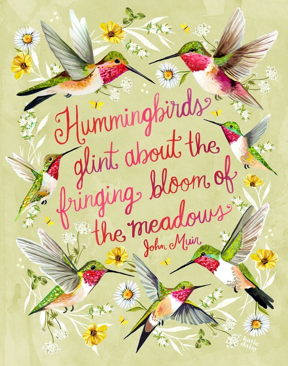 Hummingbirds | Wall Art | Nature Print | Katie Daisy Art | 8x10 | 11x14