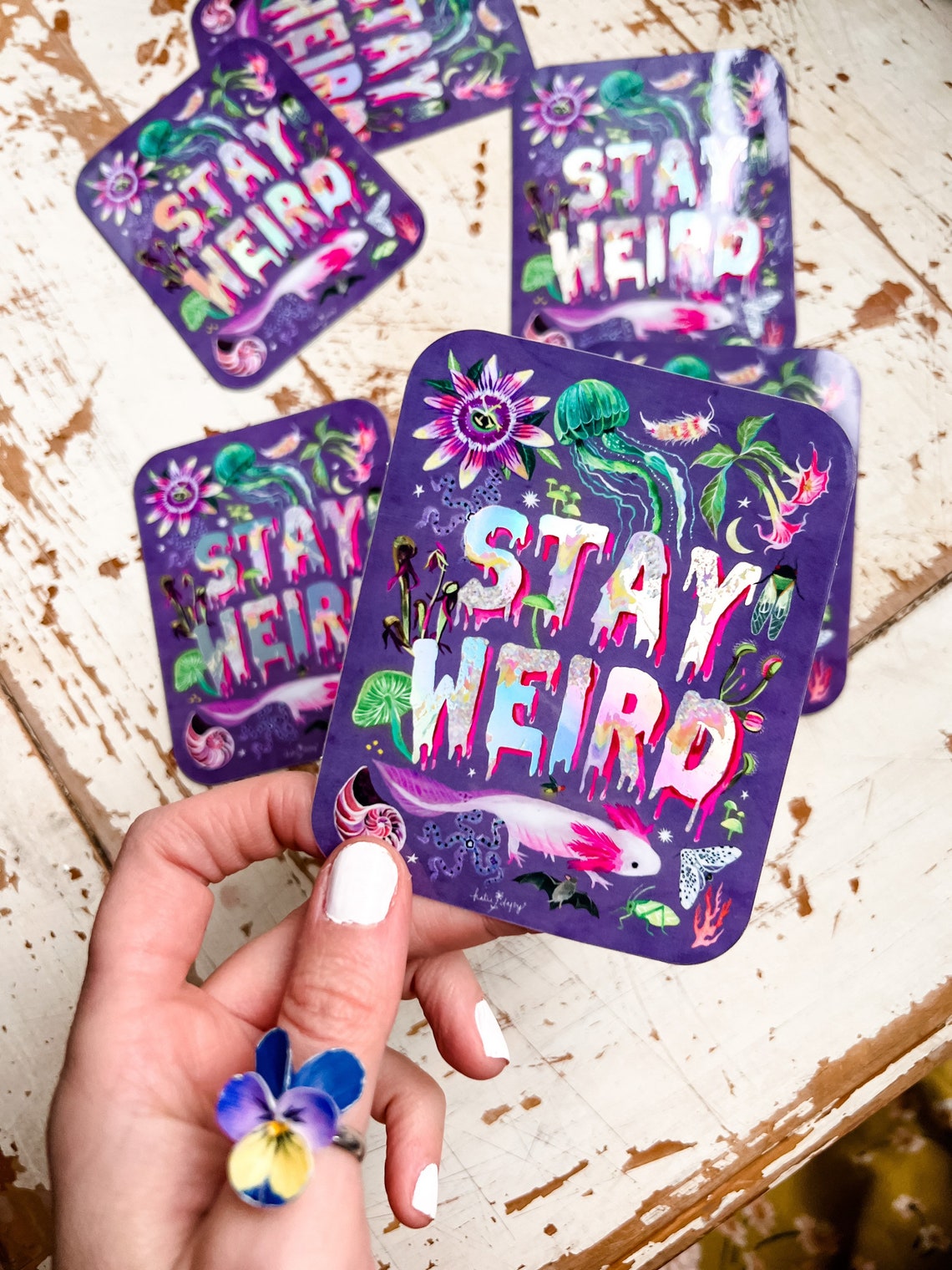 Stay Weird Holographic Sticker | Etsy