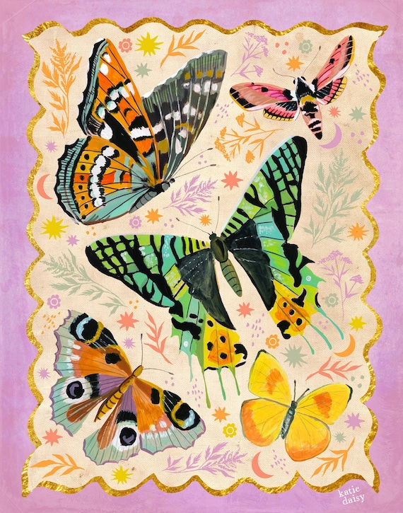 Fly Away | Butterfly Art Print | Wall Art | Katie Daisy | 8x10 | 11x14