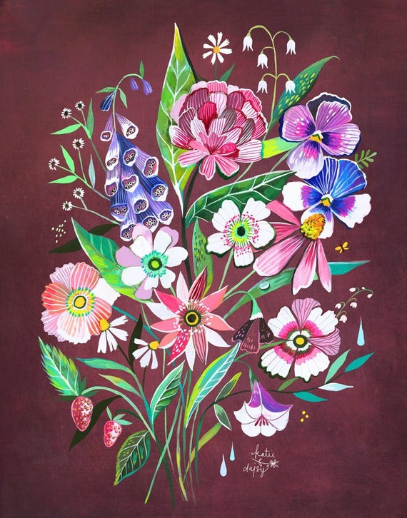 Burgundy Bouquet Art Print| 8x10 | 11x14