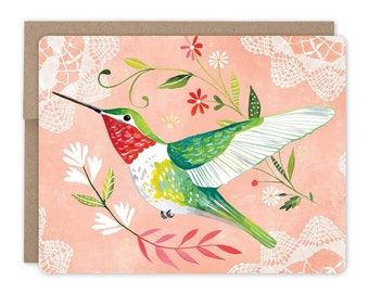 Hummingbird Notecard Set  | Blank Cards | Stationery | Katie Daisy