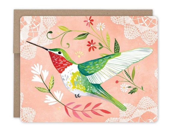 Hummingbird Notecard Set  | Blank Cards | Stationery | Katie Daisy