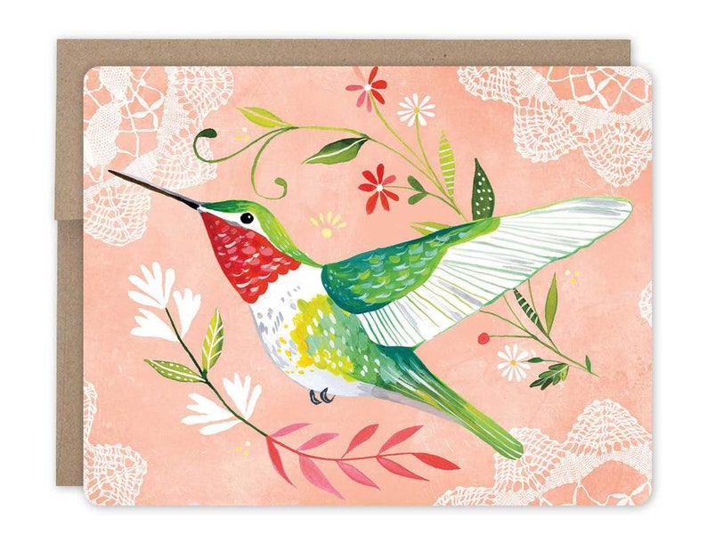 Hummingbird Notecard Set Blank Cards Stationery Katie Daisy image 1