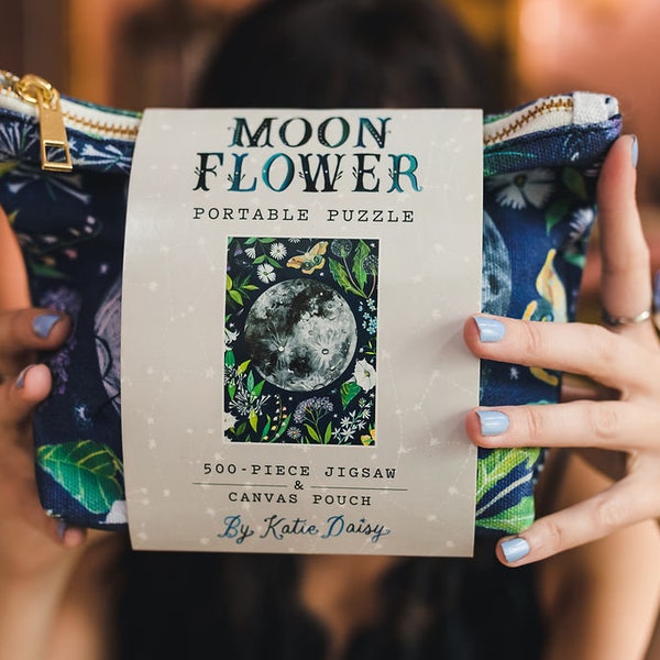 Moonflower Portable Puzzle in Canvas Pouch