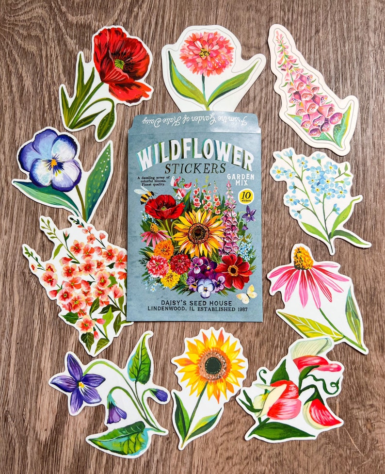 Wildflower Sticker Pack Set of 10 Matte Stickers image 3