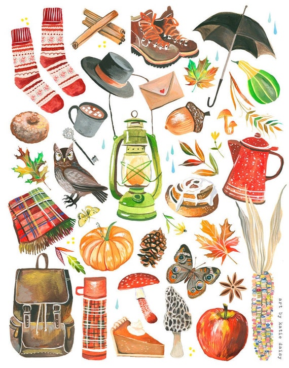 Autumn Delights Print  |  Fall Wall art | Watercolor Art  |  8x10 | 11x14