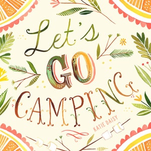 Let's Go Camping art print | Nature Wall Art | Rustic Decor