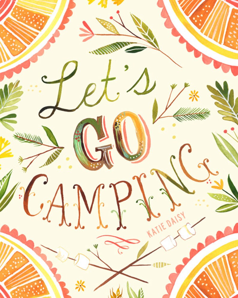 Let's Go Camping Art Print Nature Wall Art Rustic - Etsy