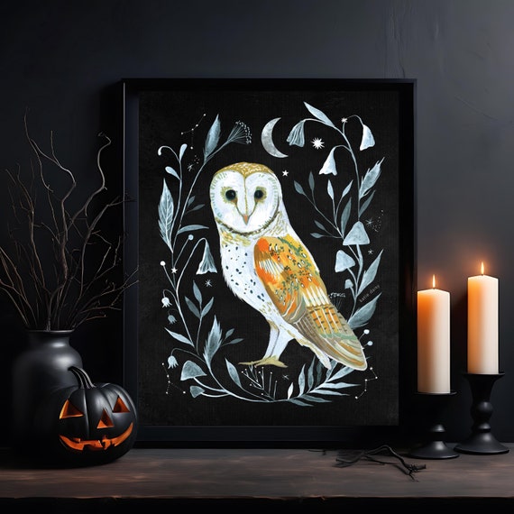 Barn Owl art print | Owl Wall Art |  Nature Print | Katie Daisy Art | 8x10 | 11x14