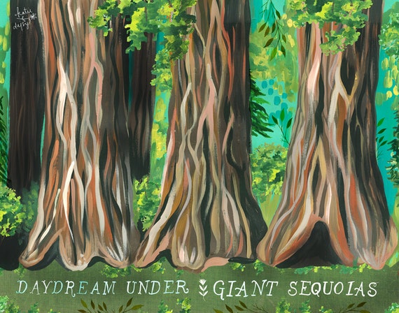 Giant Sequoias Art Print | Nature Wall Art | National Park Decor | Katie Daisy | 8x10 | 11x14