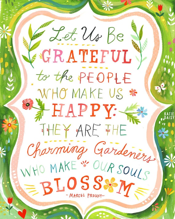 Charming Gardeners Print | Watercolor Quote | Inspirational Wall Art | Home Decor | Lettering | Katie Daisy | 8x10