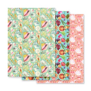 Shells, Swans, Fruit Gift Wrap - Perfect for Birthdays, Weddings ...