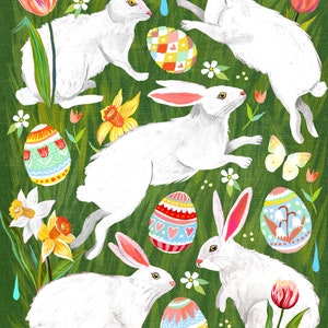 Easter Bunnies | Art Print | Wall Art | Katie Daisy | 8x10 | 11x14