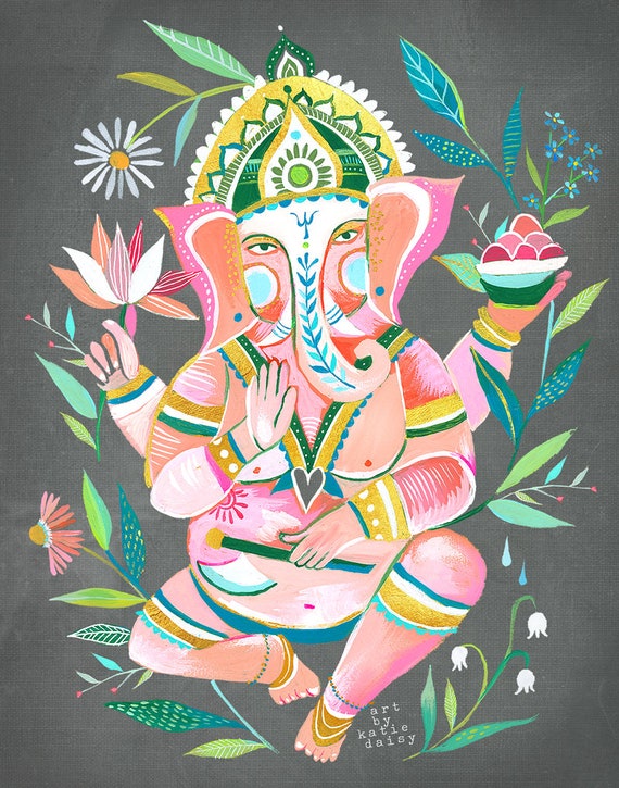 Ganesha art print | Wall Art | Elephant Deity | Hindu | Watercolor Painting