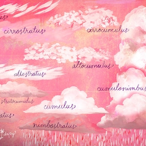 Wolk grafiek Art Print | Aquarel Wall Art | Papier afdrukken | Virginia Woolf