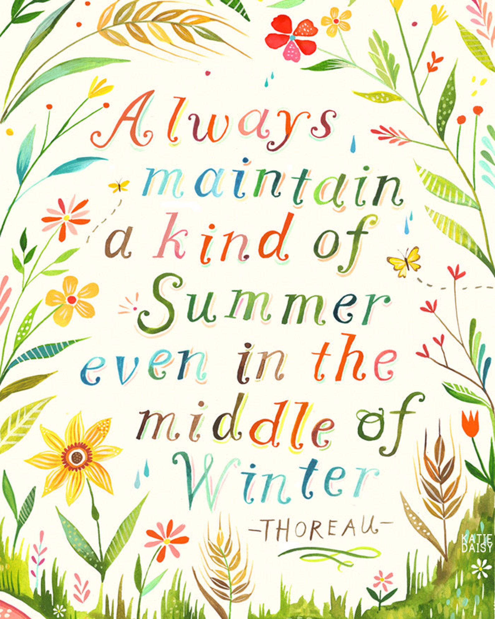 Summer Paper Print Inspirational Wall Art Thoreau Quote - Etsy