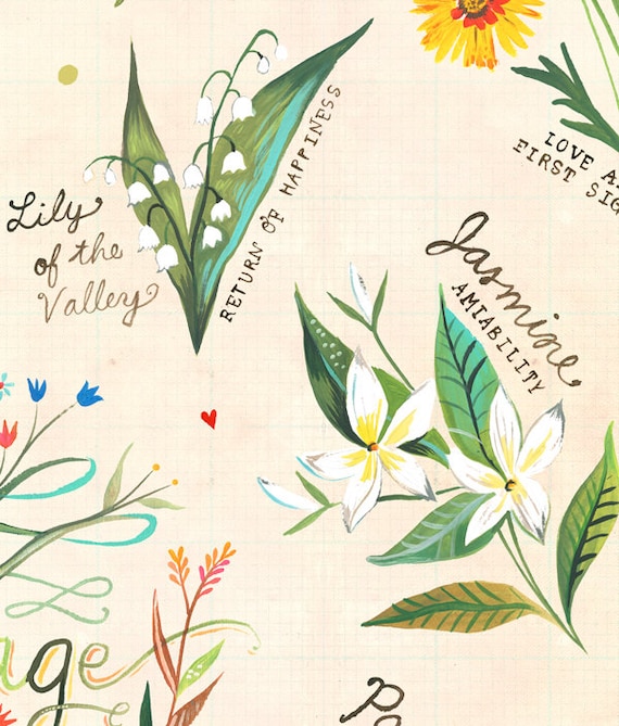 The Language of Flowers Art Print Watercolor Hand Lettering 
