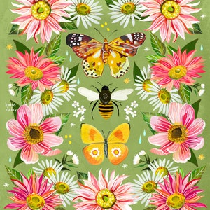 Spring Butterflies | Nature Print | Katie Daisy Art | 8x10 | 11x14