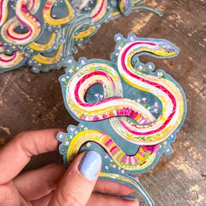 Snake Sticker with Holographic Accents