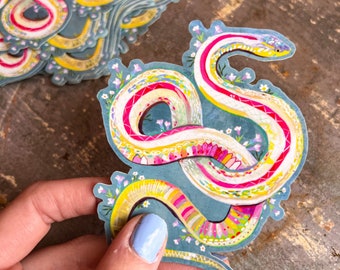 Snake Sticker with Holographic Accents