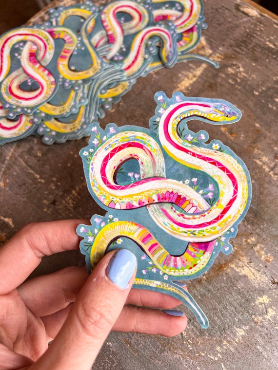 Snake Sticker with Holographic Accents