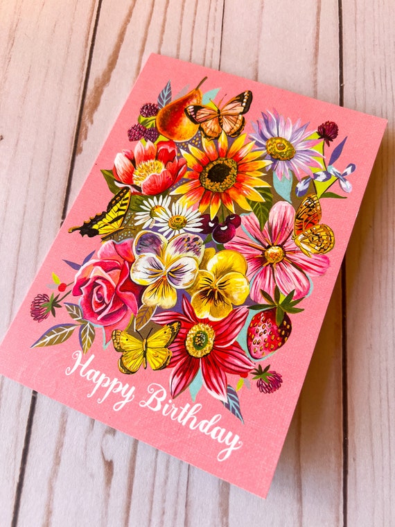 Peach Bouquet - Birthday Card