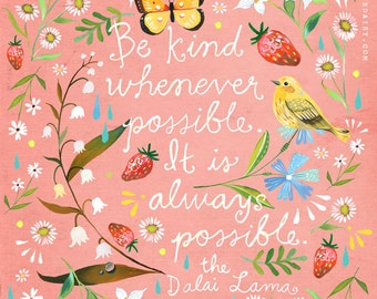 Pink Be Kind Art Print