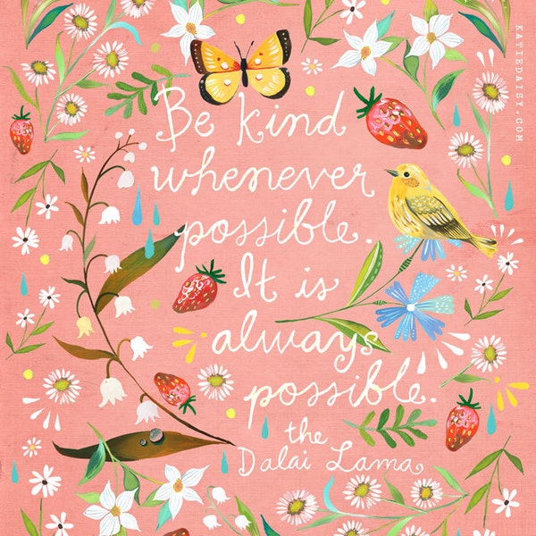 Pink Be Kind Art Print