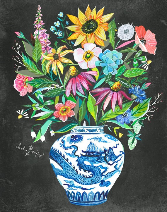 Best Bouquet | Wildflower Art Print | Floral Wall Art | Katie Daisy | 8x10 | 11x14