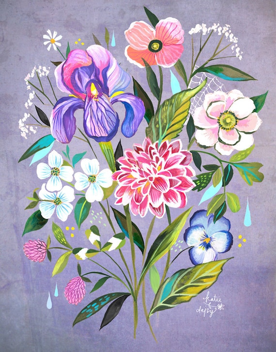 You're a Wildflower Art Print Floral Wall Art Katie 