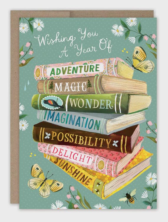 A Year of Wishes Book Stack - Birthday Card