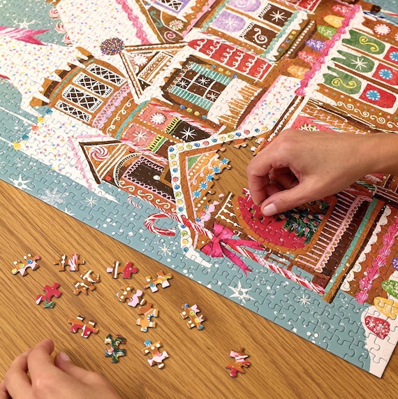 1000 Piece Glitter Puzzle - Gingerbread House