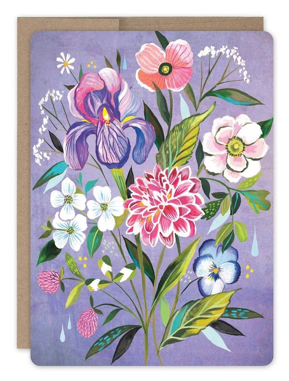 Violet Bouquet - Greeting Card (blank inside)