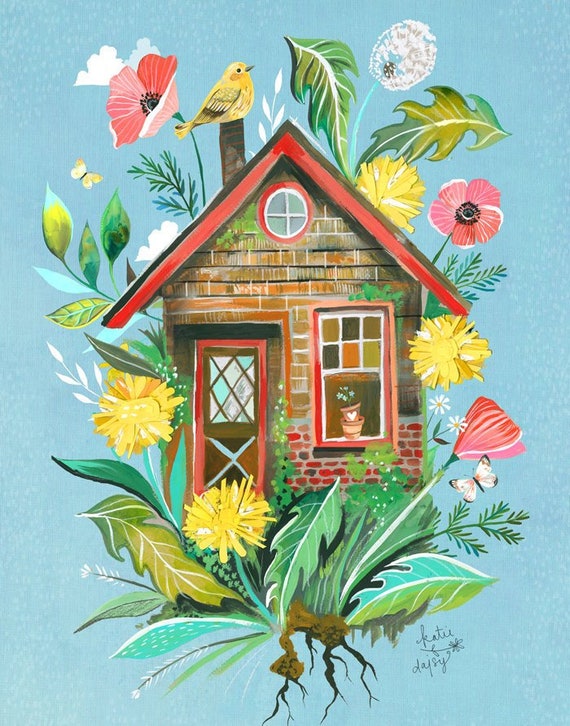 Dandelion House Art Print by Katie Daisy