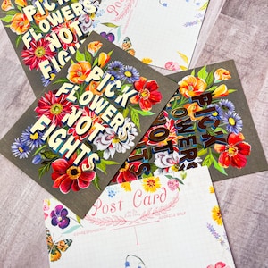 Pick Flowers Not Fights Postcard Pack | Stationery