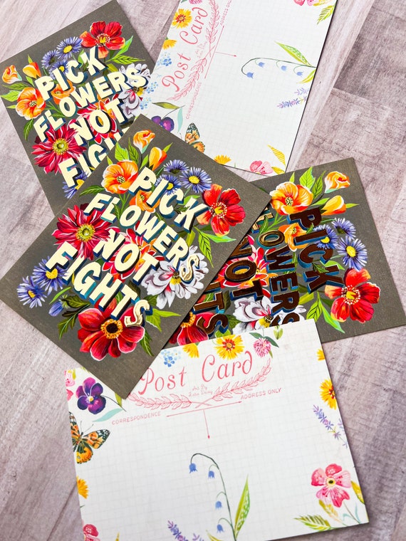 Pick Flowers Not Fights Postcard Pack | Stationery