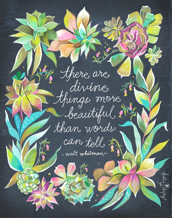 Divine Things Art Print  | Watercolor Quote | Inspirational Print | Lettering | Succulents | Katie Daisy | Wall art | 8x10 | 11x14