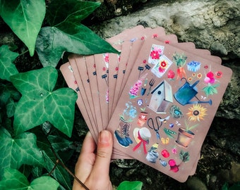 Ensemble de cartes de notes en boîte de jardin | Cartes vierges | Papeterie | Katie Daisy