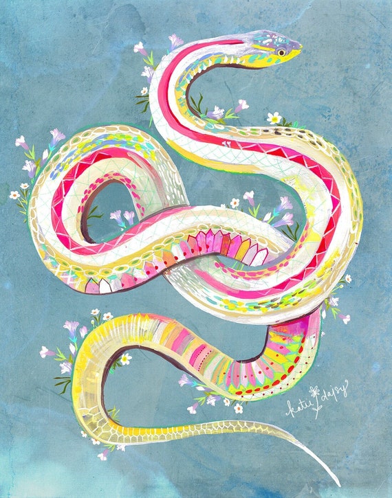 Candy Snake | Art Print | Wall Art | Katie Daisy | 8x10 | 11x14
