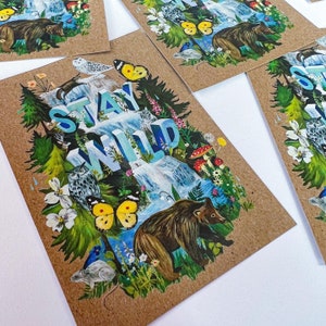 Autocollant Stay Wild sur papier kraft