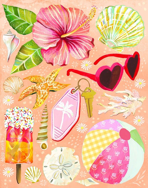 Beach Day Art Print | Katie Daisy Wall Art