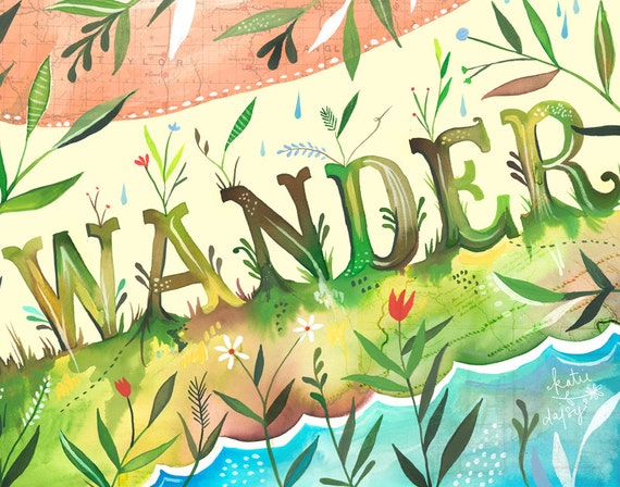 Wander Landscape Art Print | Nature Wall Art |  Katie Daisy | 8x10 | 11x14