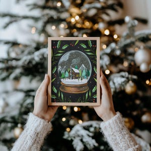 Bola de nieve / Arte mural navideño / Pintura navideña / Obra de arte de Katie Daisy / 8 x 10 / 11 x 14