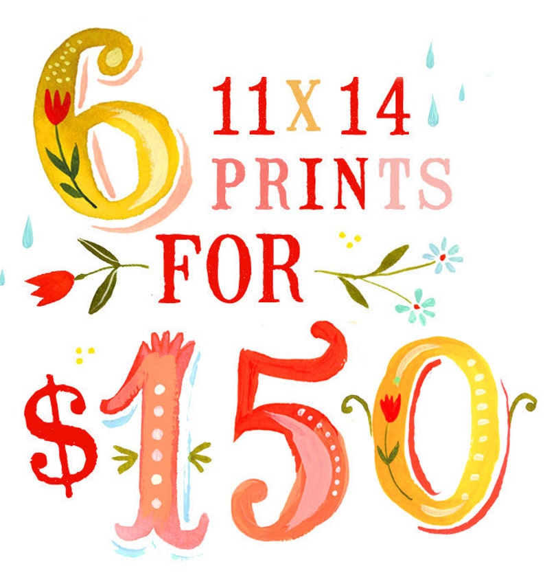 SALE Set of 6 11x14 Prints image 1