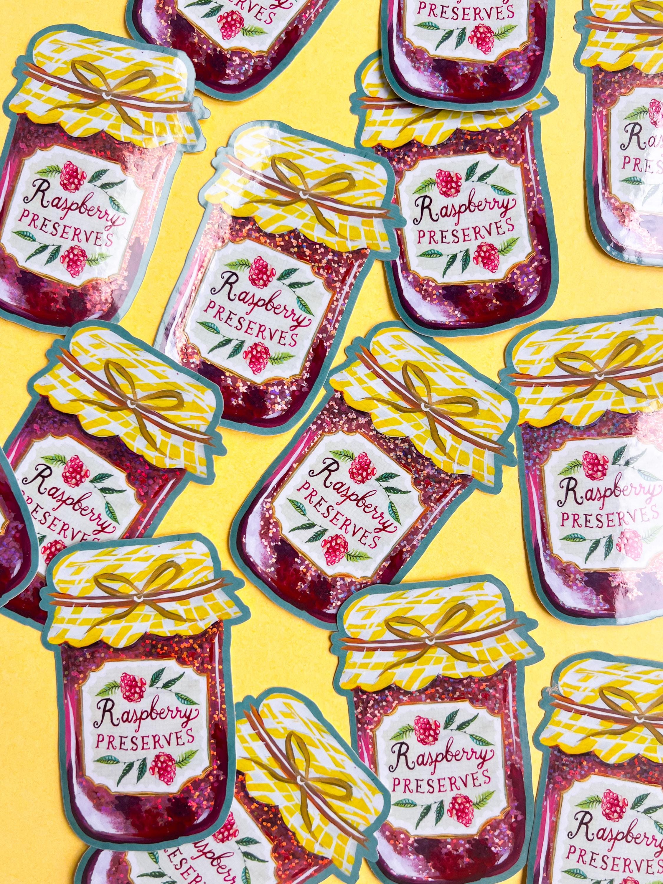 Marmeladenglas | Himbeerkonfitüre Glitzer Sticker