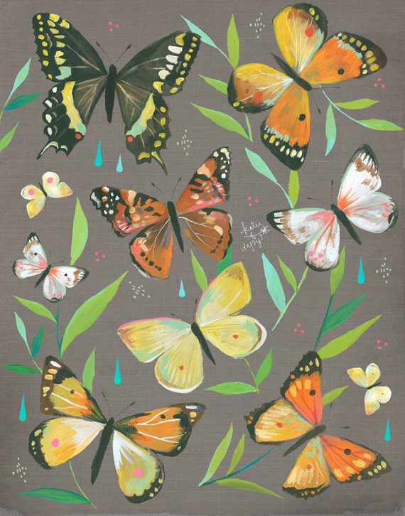 Butterfly Garden art print | Nature Decor | painting | Katie Daisy